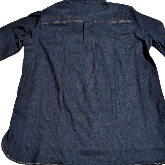 Buffalo David Bitton Ladies Darkwash Stretch Denim Shirt sz XXL Relaxed Fit - Picture 7 of 11